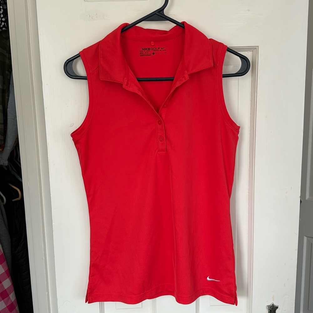 Red Nike golf dri-fit tank